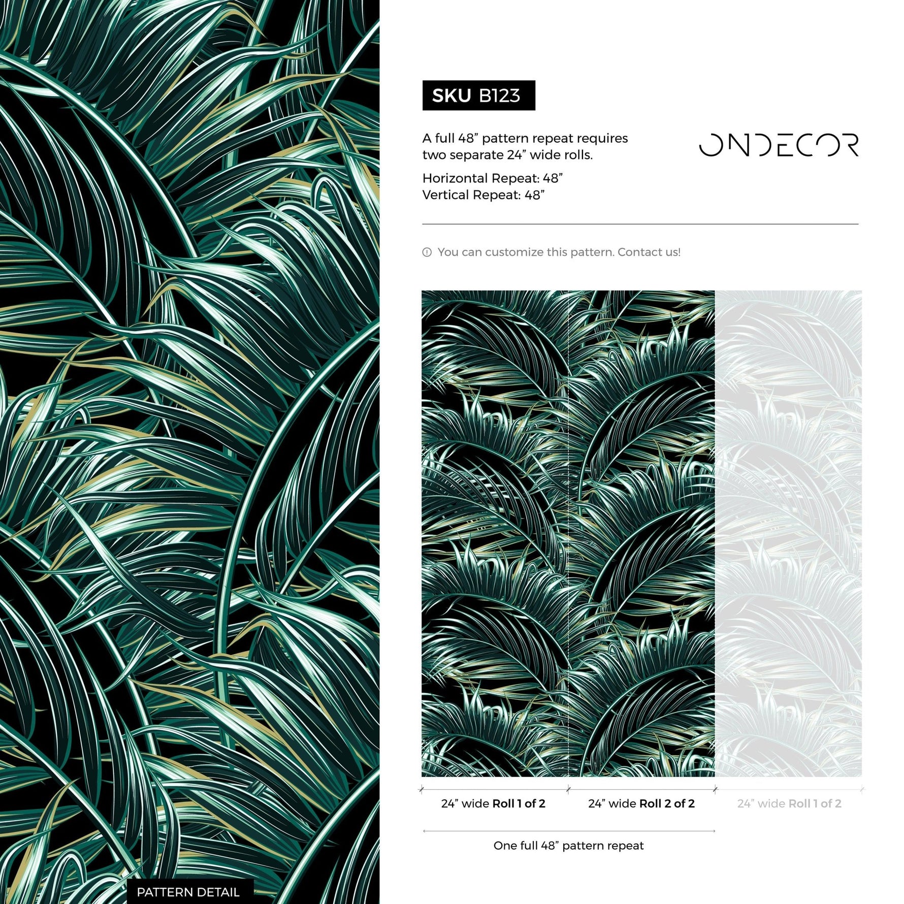 Tropical Palm Leaves Wallpaper - B123 - WallTrend