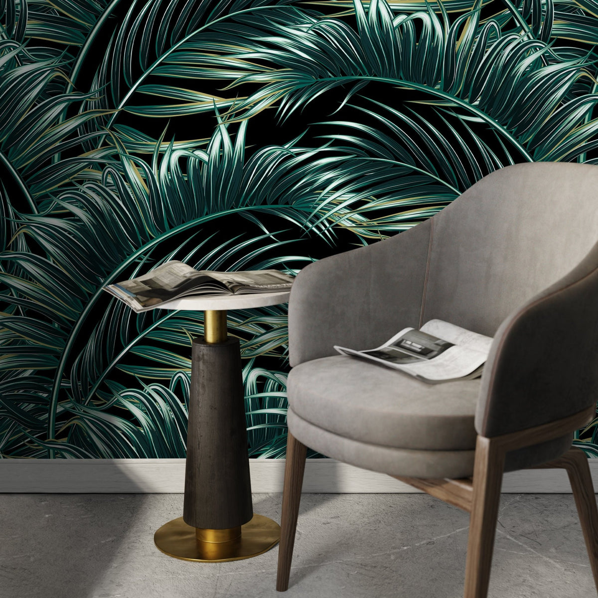 Tropical Palm Leaves Wallpaper - B123 - WallTrend