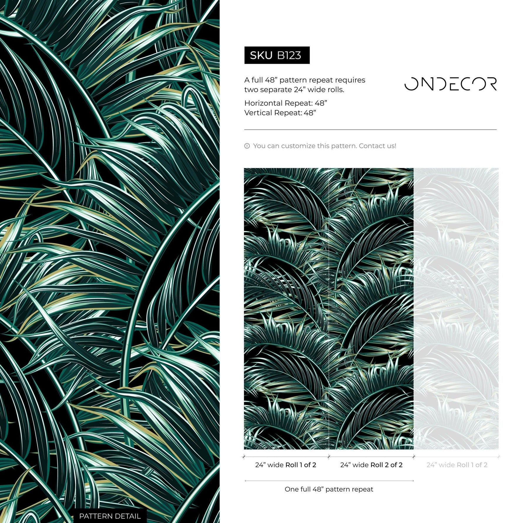Tropical Palm Leaves Wallpaper - B123 - WallTrend