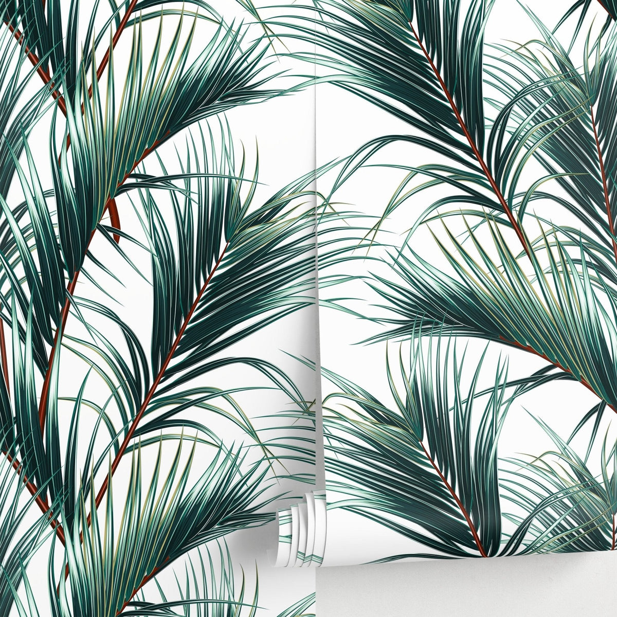 Tropical Palm Leaves Wallpaper - B124 - WallTrend