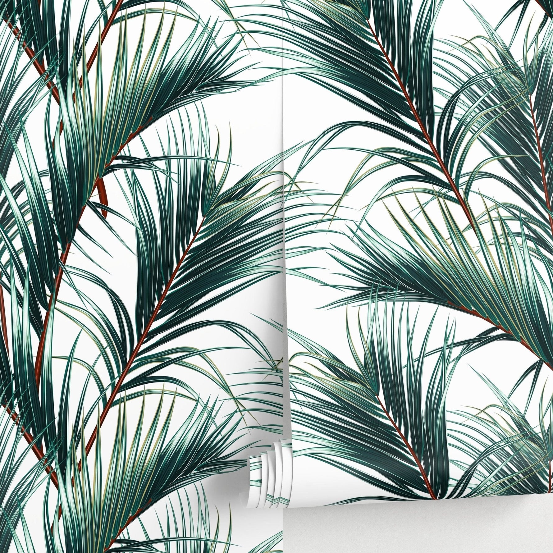 Tropical Palm Leaves Wallpaper - B124 - WallTrend