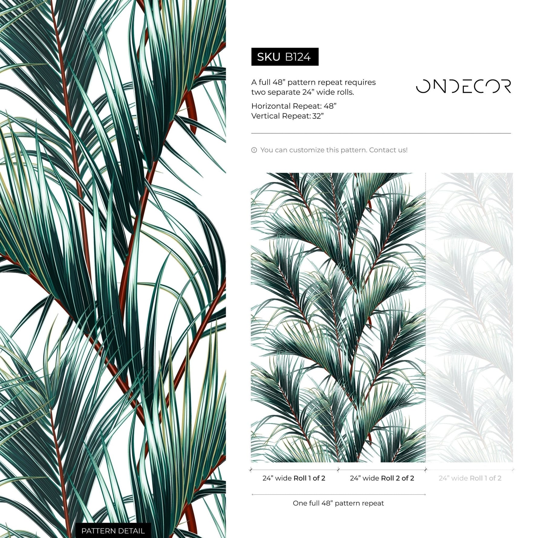 Tropical Palm Leaves Wallpaper - B124 - WallTrend