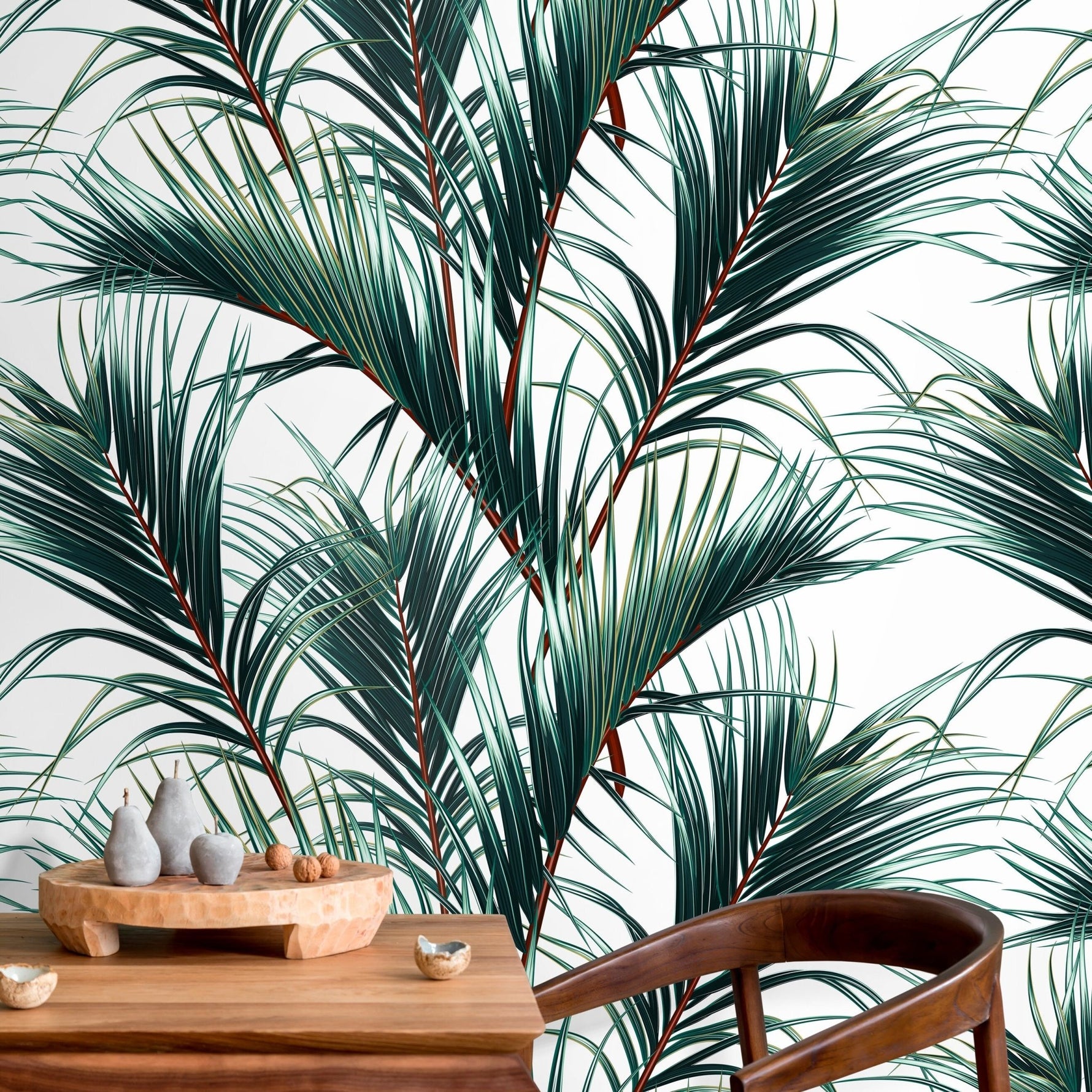 Tropical Palm Leaves Wallpaper - B124 - WallTrend
