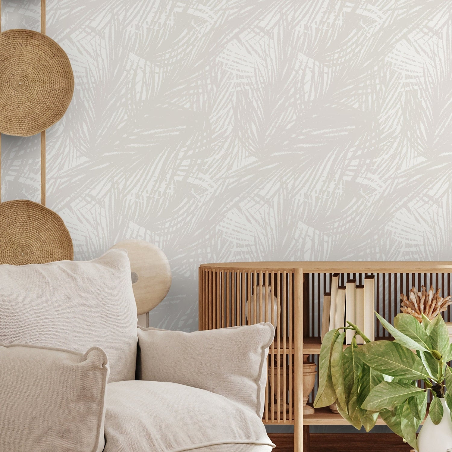Tropical Palm Leaves Wallpaper - C652 - WallTrend
