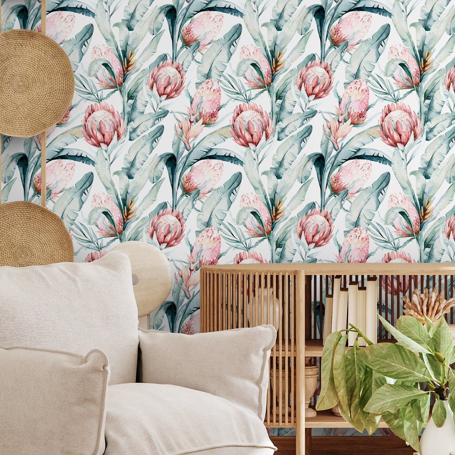 Tropical Protea Elegance Wallpaper - B890 - WallTrend