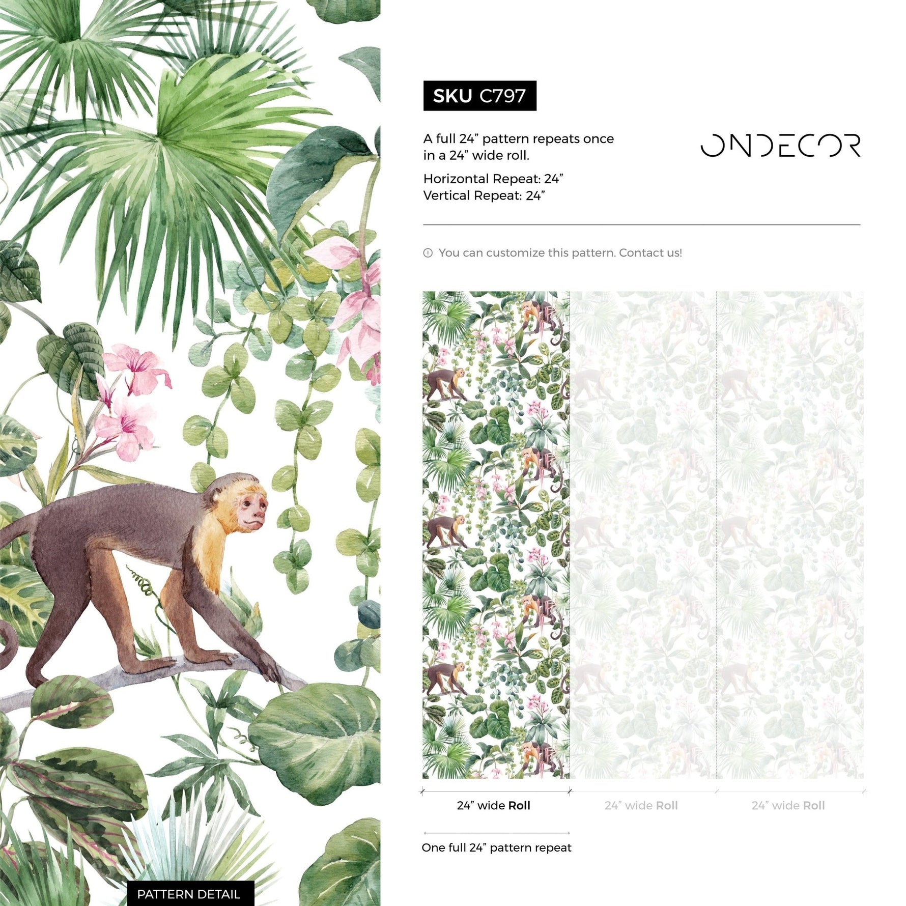Tropical Rainforest Monkeys Wallpaper - C797 - WallTrend