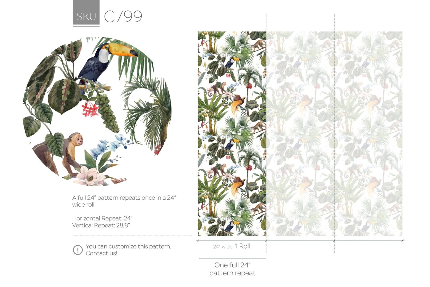 Tropical Safari Wallpaper - C799 - WallTrend