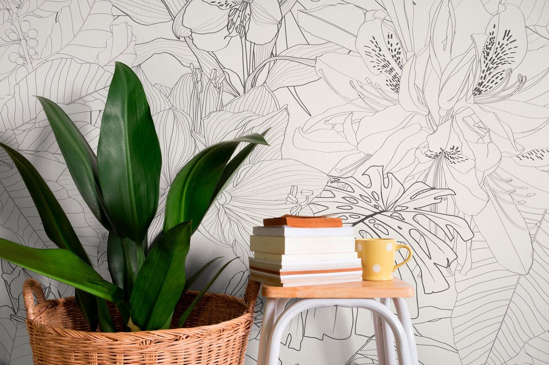 Tropical Sketch Floral Wallpaper - C095 - WallTrend
