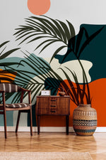 Tropical Sunset Silhouette Wallpaper - C080 - WallTrend