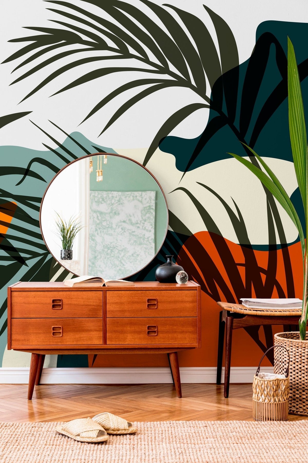 Tropical Sunset Silhouette Wallpaper - C080 - WallTrend