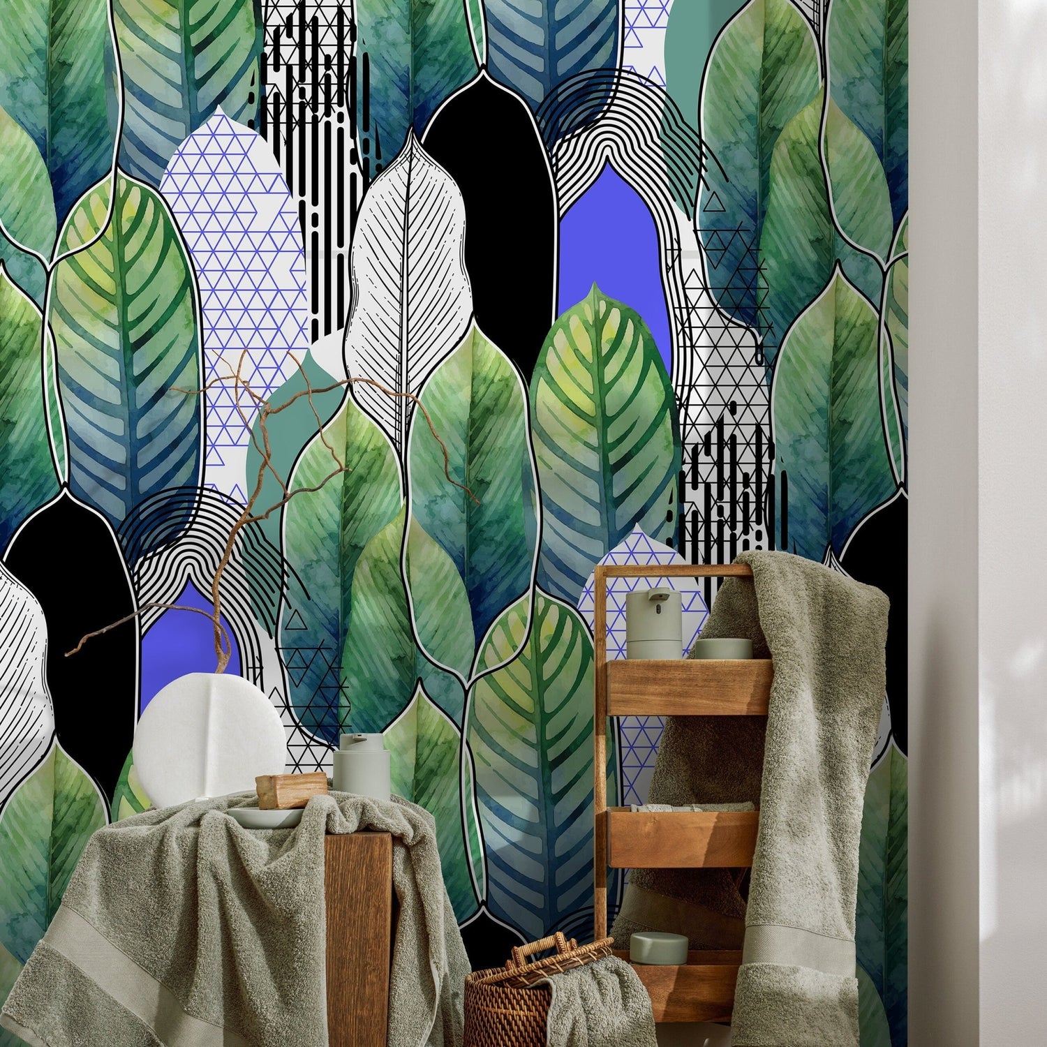 Tropical Wallpaper Banana Leaf Wallpaper Peel and Stick and Traditional Wallpaper - A502 - WallTrend