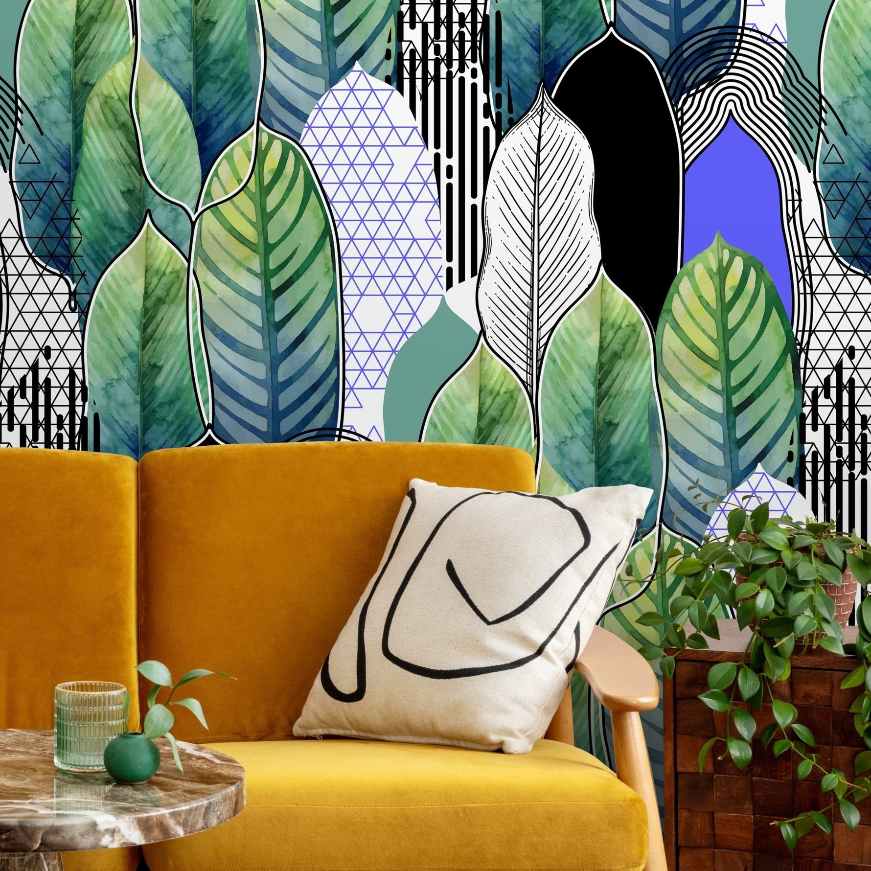Tropical Wallpaper Banana Leaf Wallpaper Peel and Stick and Traditional Wallpaper - A502 - WallTrend