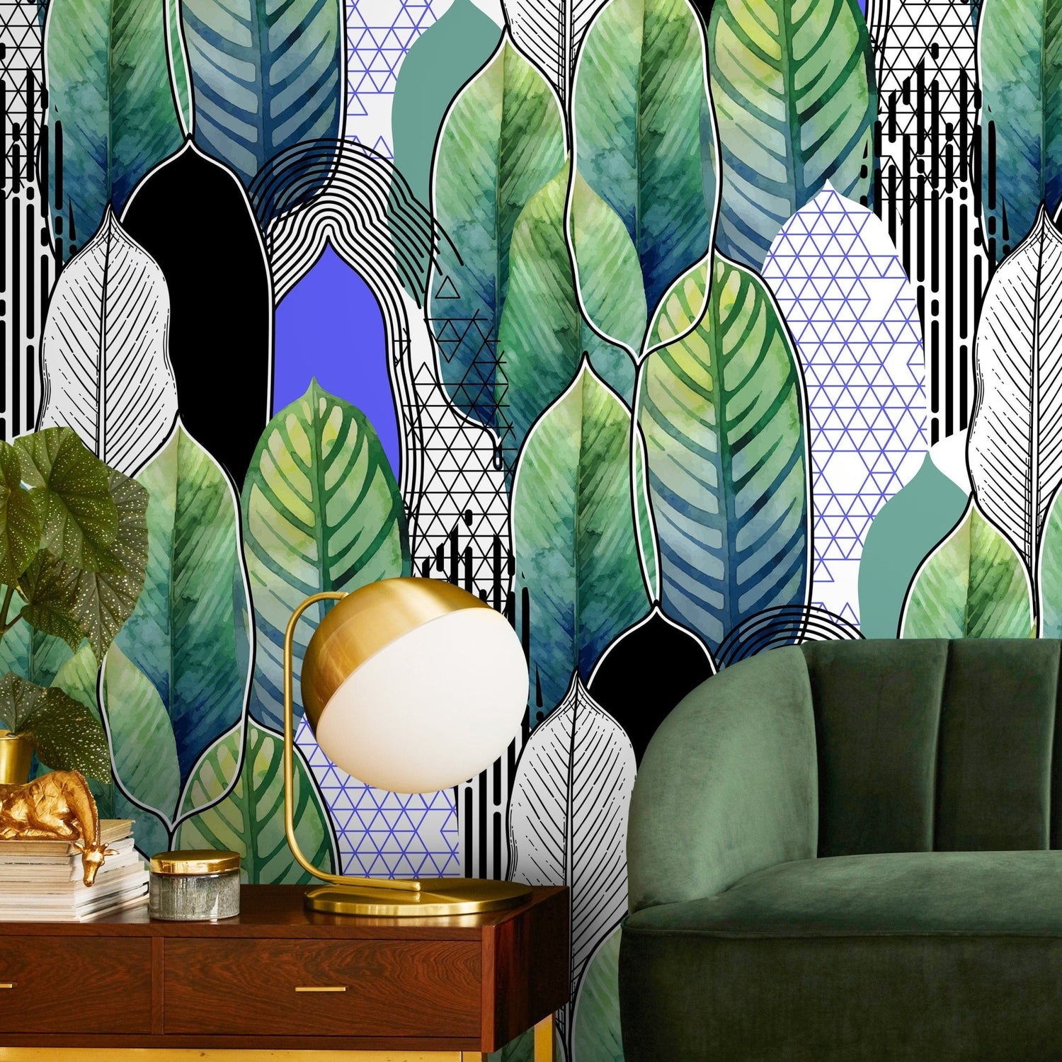 Tropical Wallpaper Banana Leaf Wallpaper Peel and Stick and Traditional Wallpaper - A502 - WallTrend