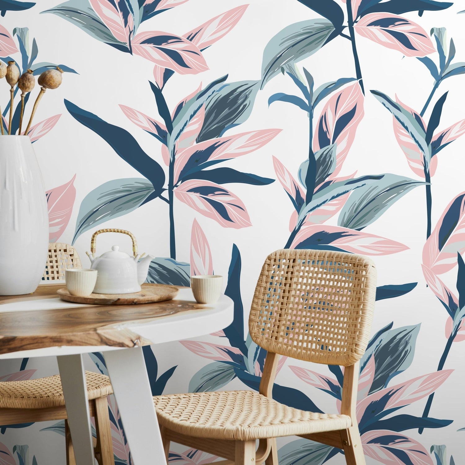 Tropical Wallpaper Banana Leaf Wallpaper Peel and Stick and Traditional Wallpaper - A514 - WallTrend