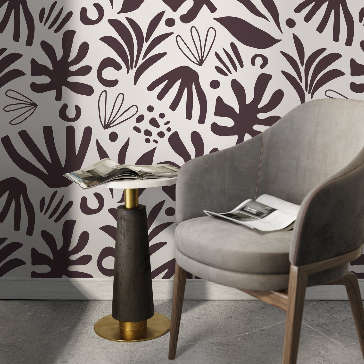 Unique Abstract Leaf Wallpaper Modern Wallpaper Peel and Stick and Traditional Wallpaper - D684 - WallTrend