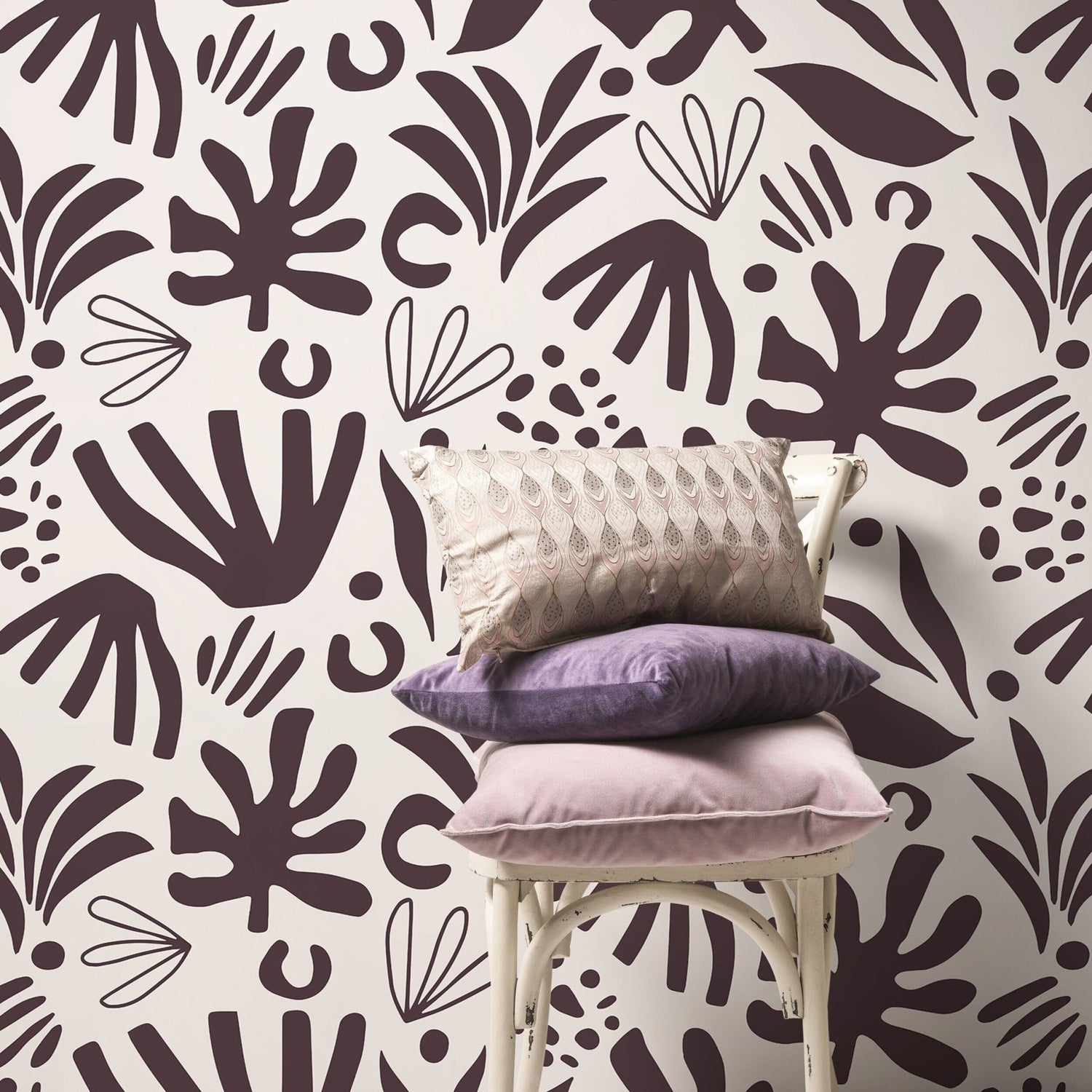 Unique Abstract Leaf Wallpaper Modern Wallpaper Peel and Stick and Traditional Wallpaper - D684 - WallTrend