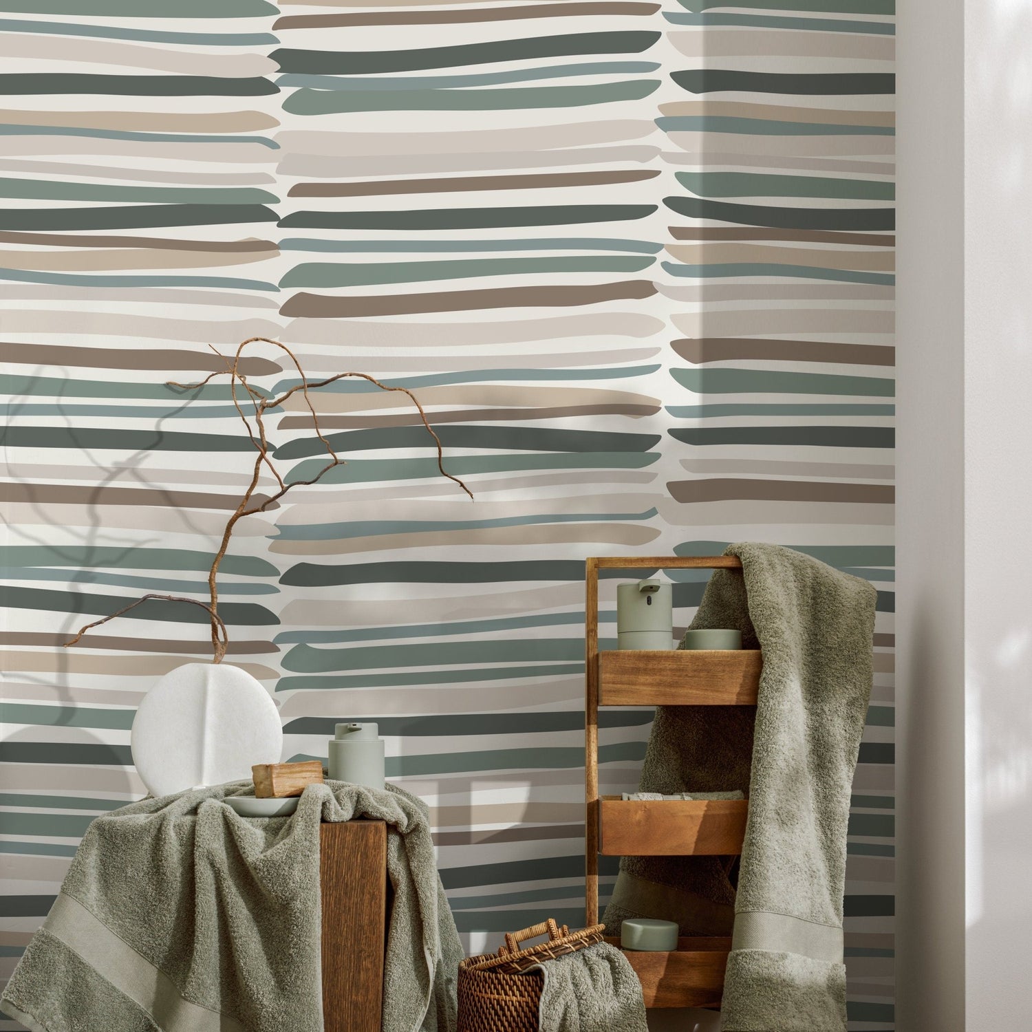 Unique Striped Wallpaper Modern Wallpaper Peel and Stick and Traditional Wallpaper - D794 - WallTrend