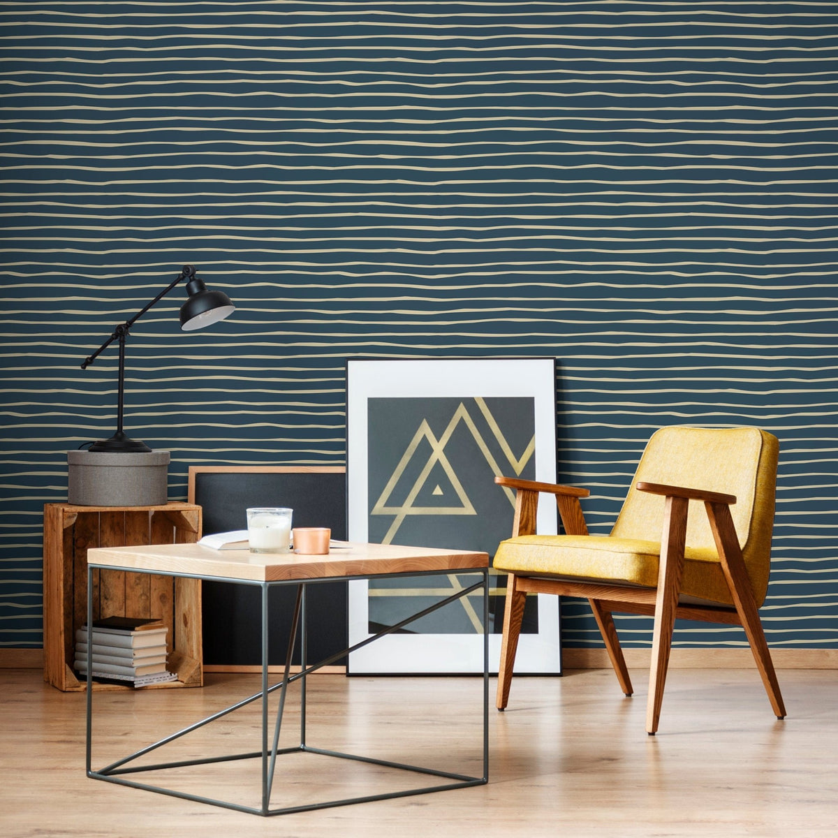 Unique Striped Wallpaper Modern Waves Wallpaper Peel and Stick and Traditional Wallpaper - D776 - WallTrend