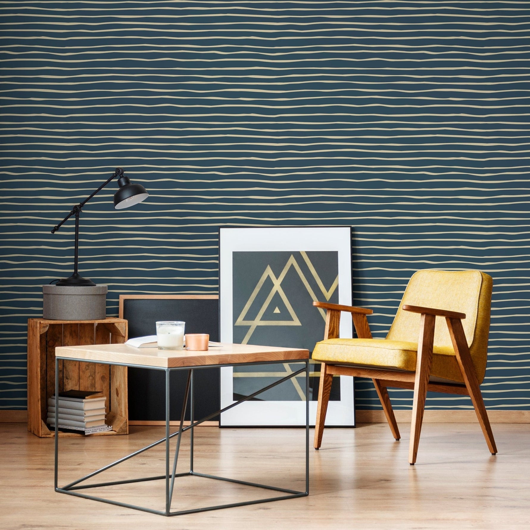 Unique Striped Wallpaper Modern Waves Wallpaper Peel and Stick and Traditional Wallpaper - D776 - WallTrend