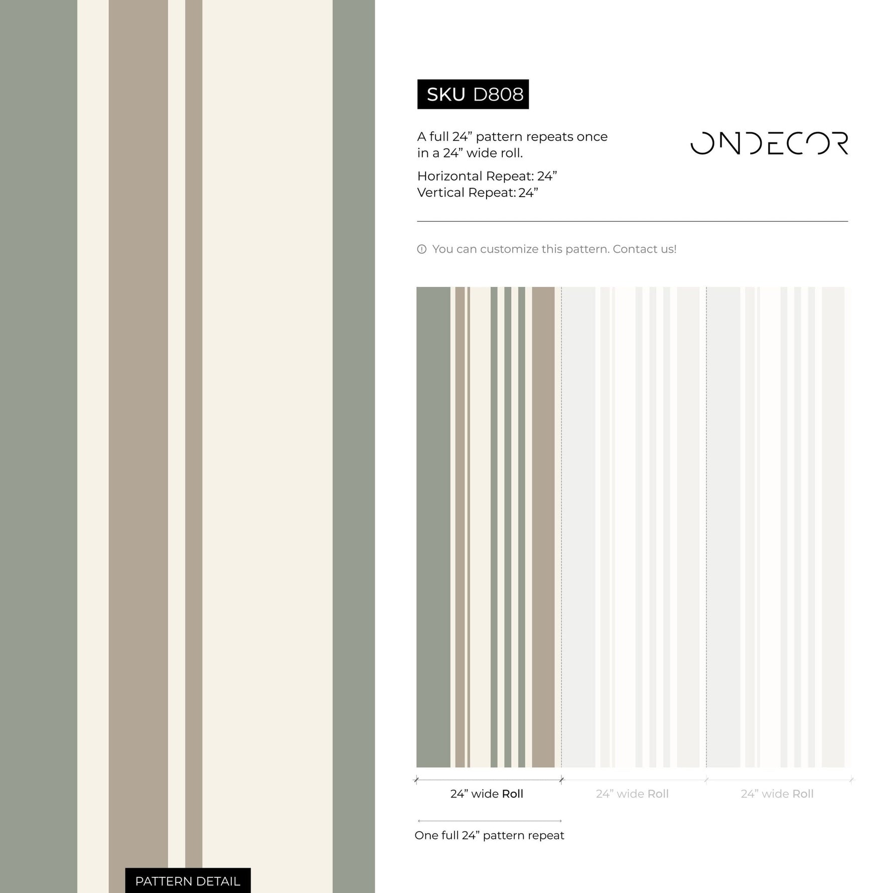 Vertical Striped Wallpaper Green and Grey Wallpaper Peel and Stick and Traditional Wallpaper - D808 - WallTrend