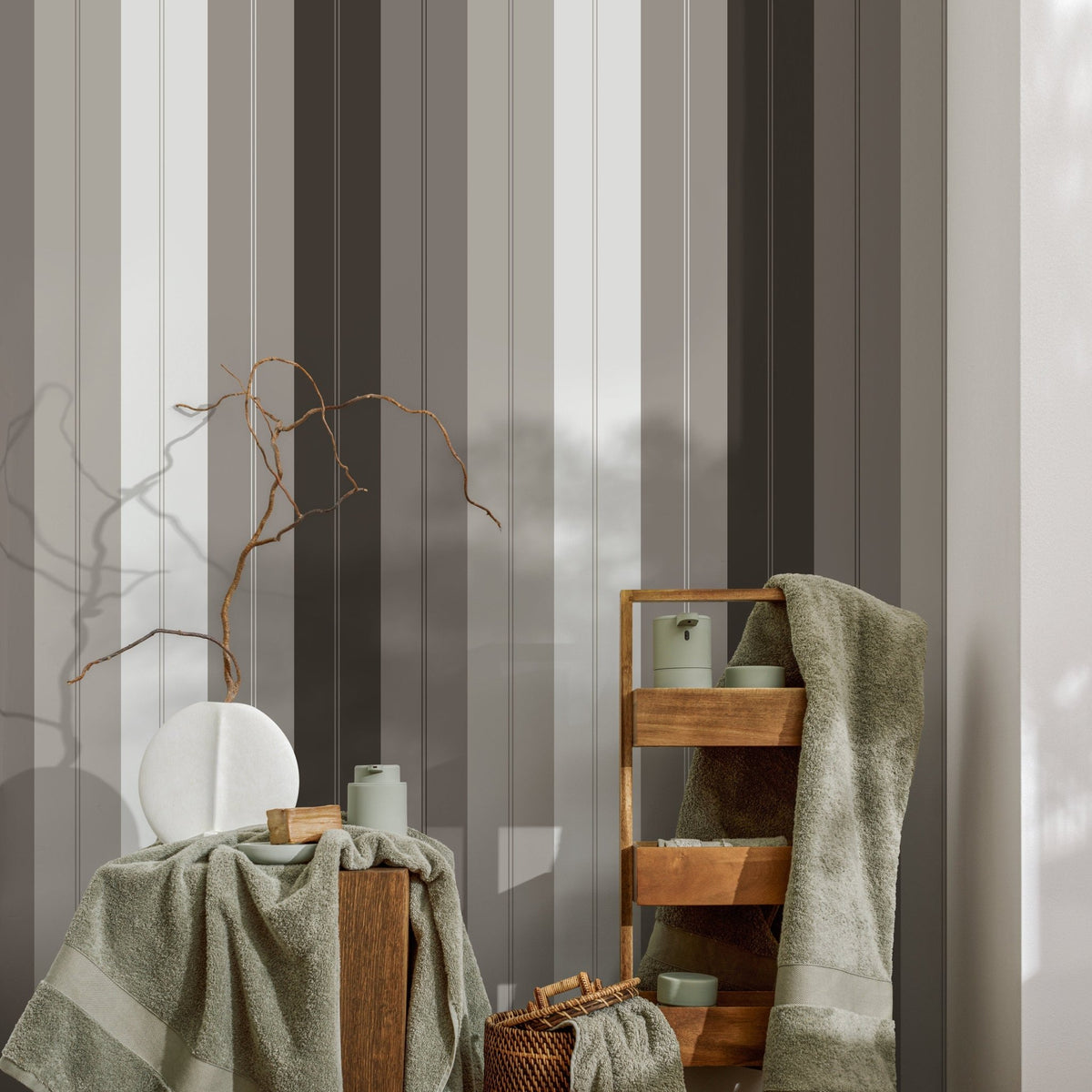 Vertical Striped Wallpaper Modern Wallpaper Peel and Stick and Traditional Wallpaper - D807 - WallTrend