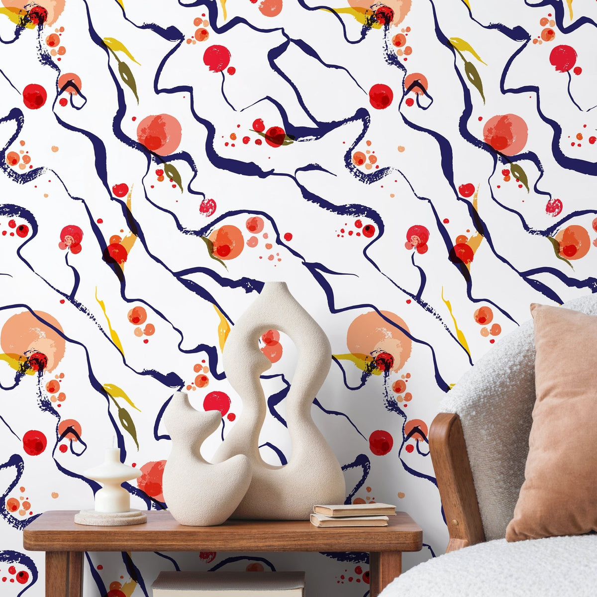 Vibrant Abstract Art Wallpaper - B708 - WallTrend