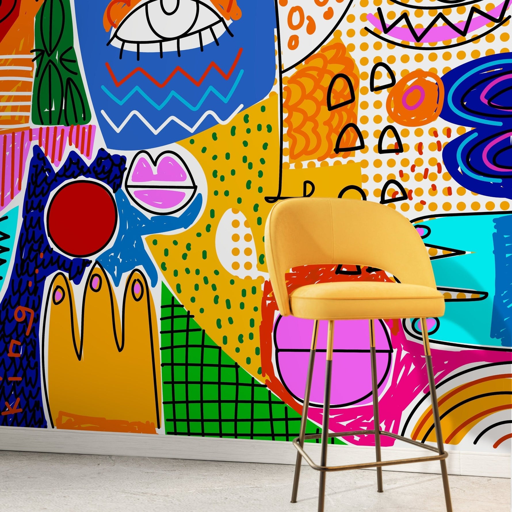 Vibrant Abstract Faces Wallpaper - D578 - WallTrend