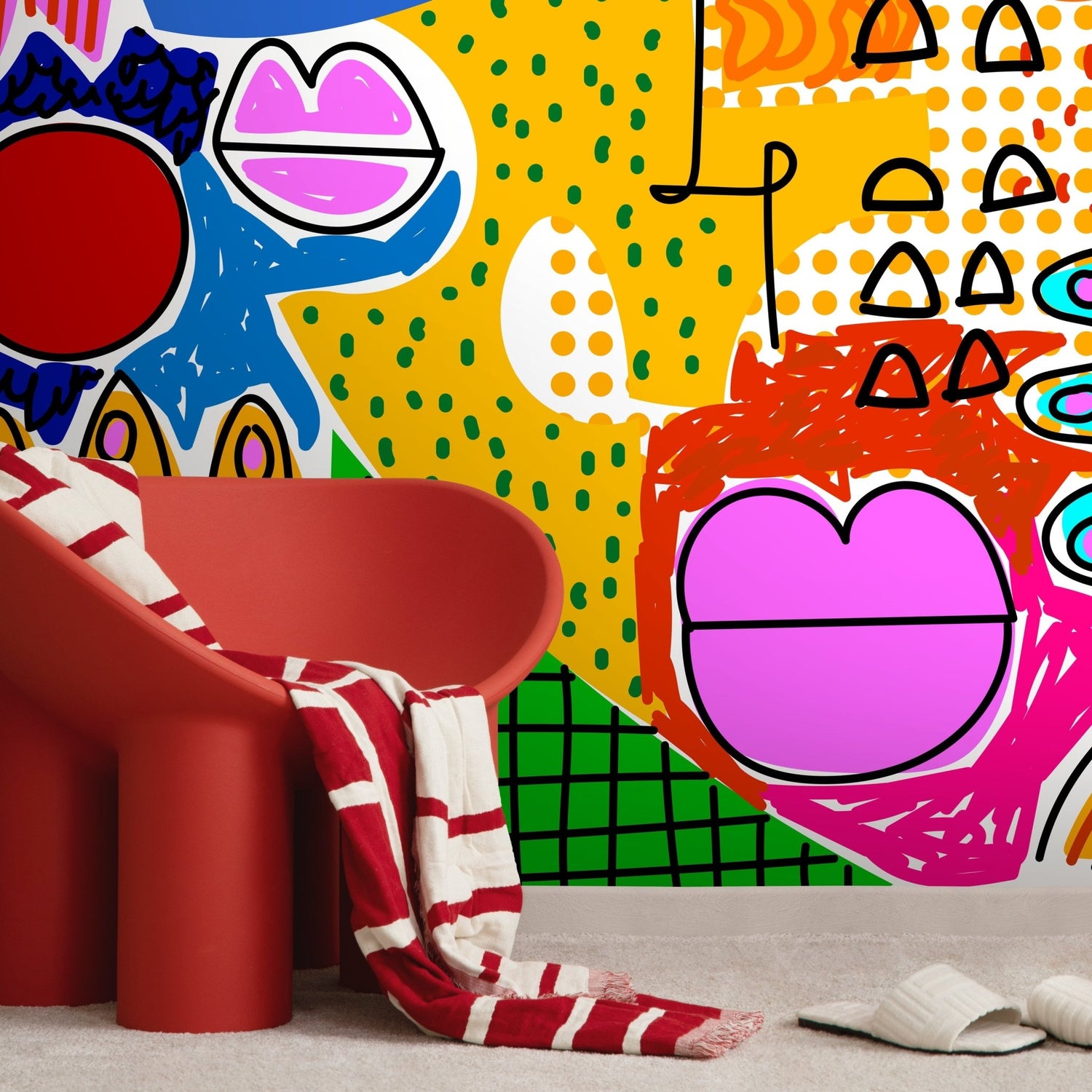 Vibrant Abstract Faces Wallpaper - D578 - WallTrend