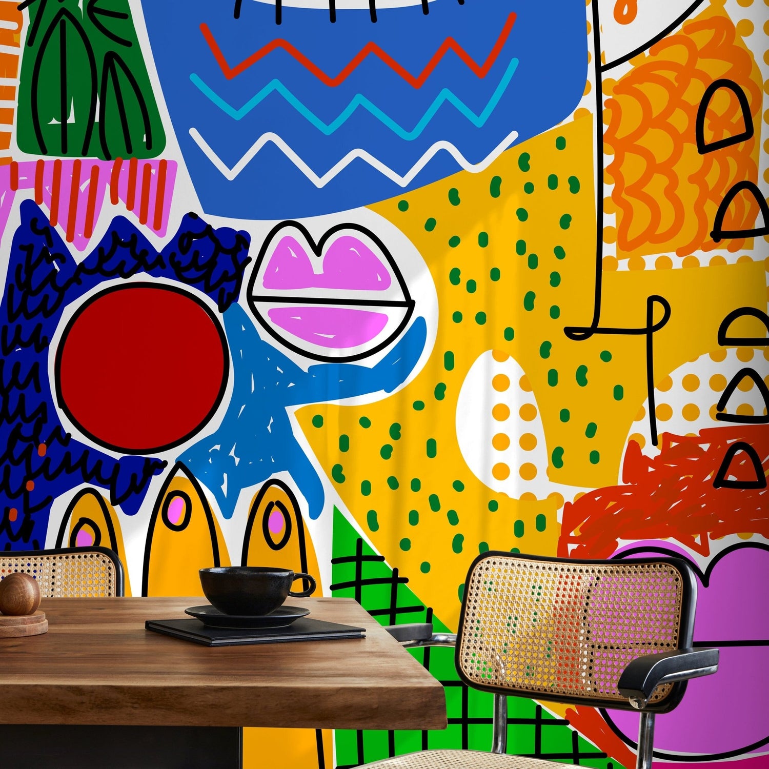 Vibrant Abstract Faces Wallpaper - D578 - WallTrend