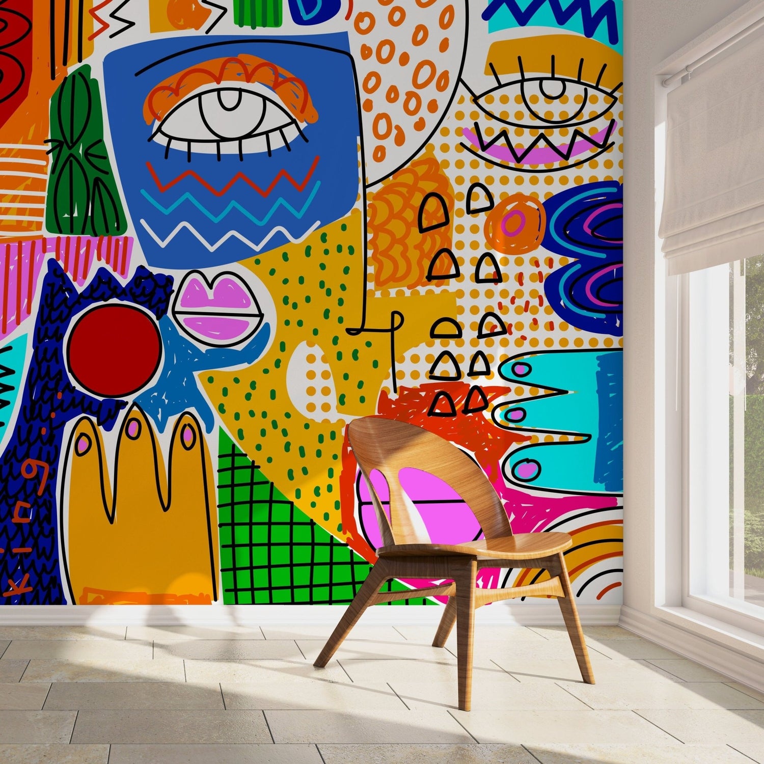 Vibrant Abstract Faces Wallpaper - D578 - WallTrend