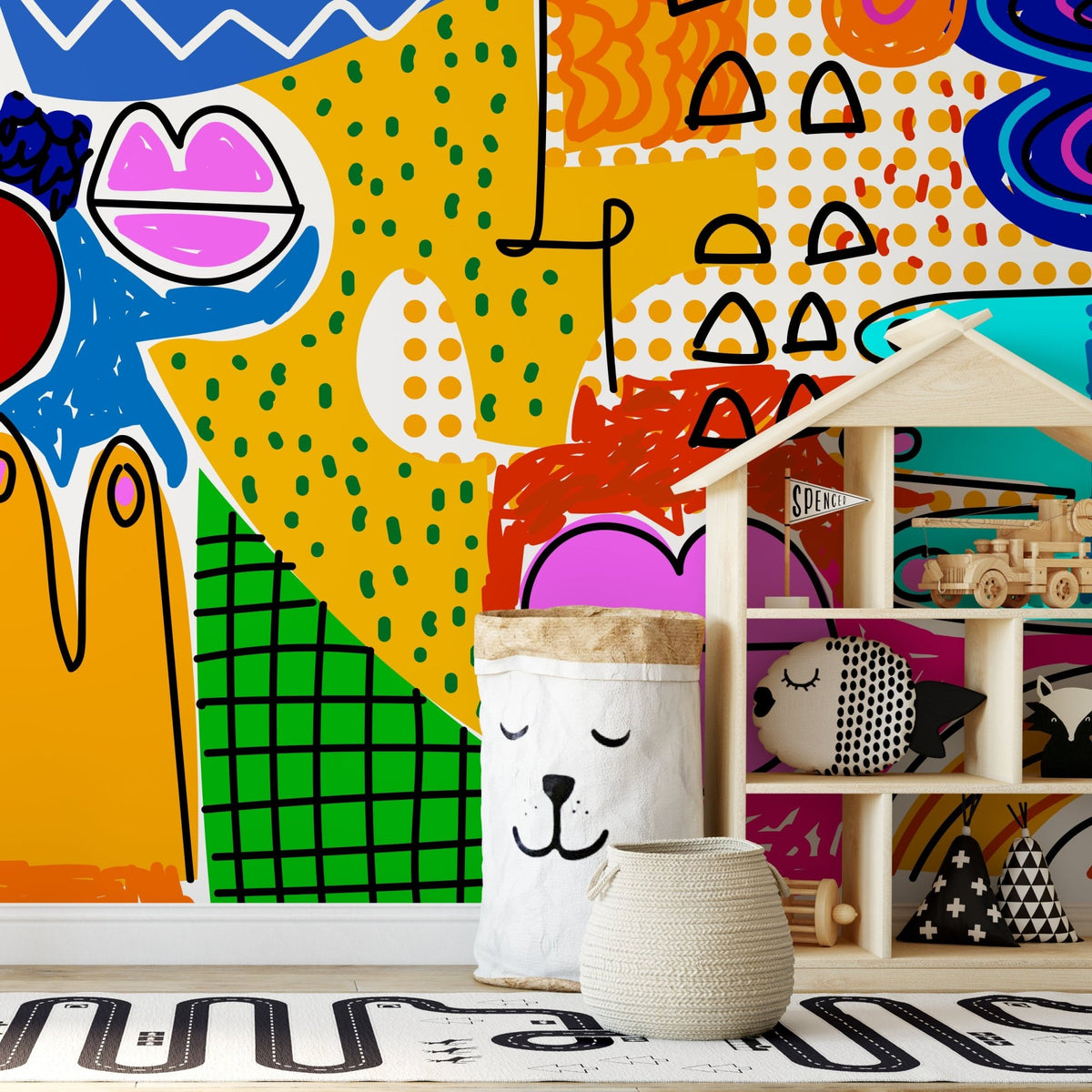 Vibrant Abstract Faces Wallpaper - D578 - WallTrend
