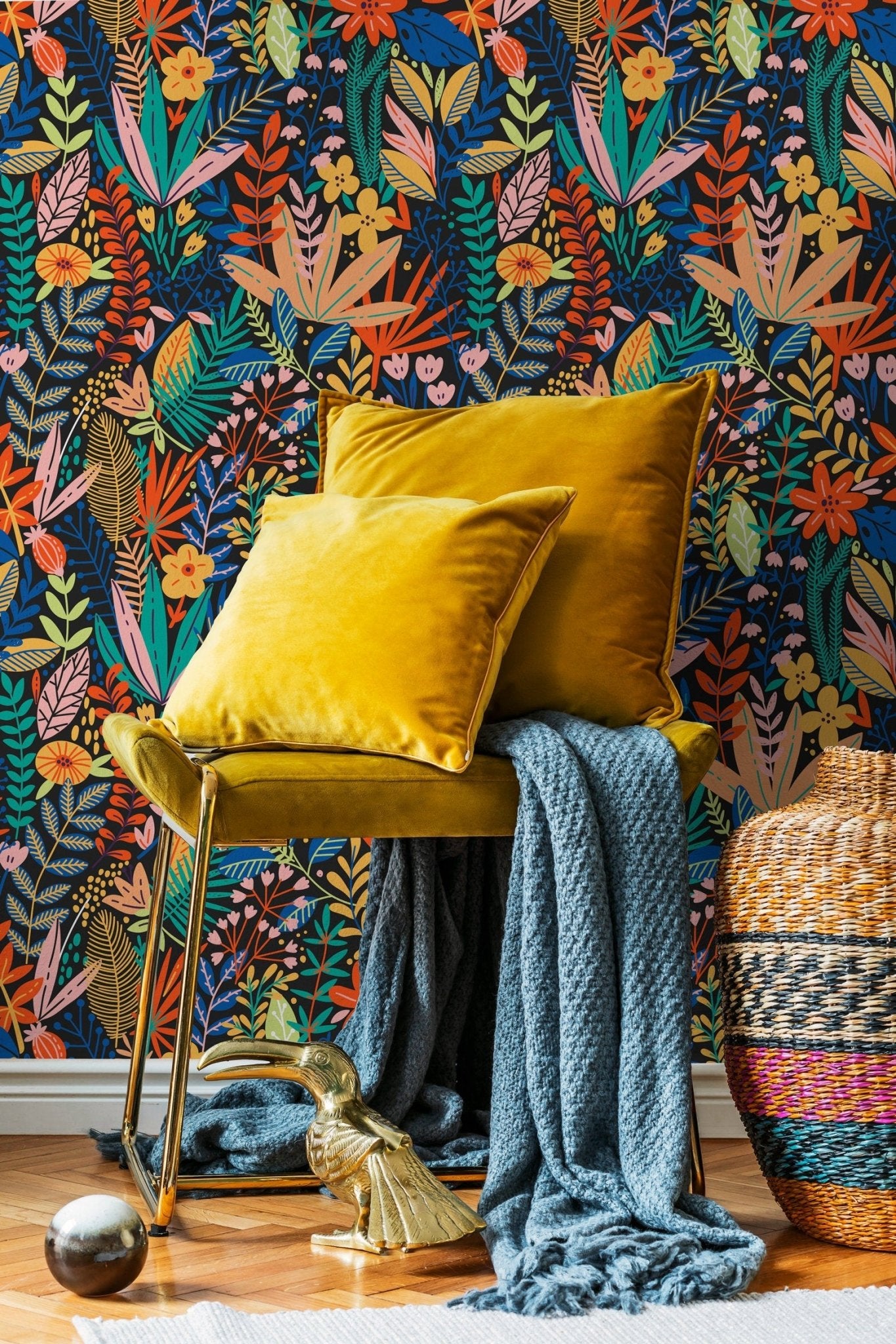 Vibrant Botanical Extravaganza Wallpaper - B902 - WallTrend
