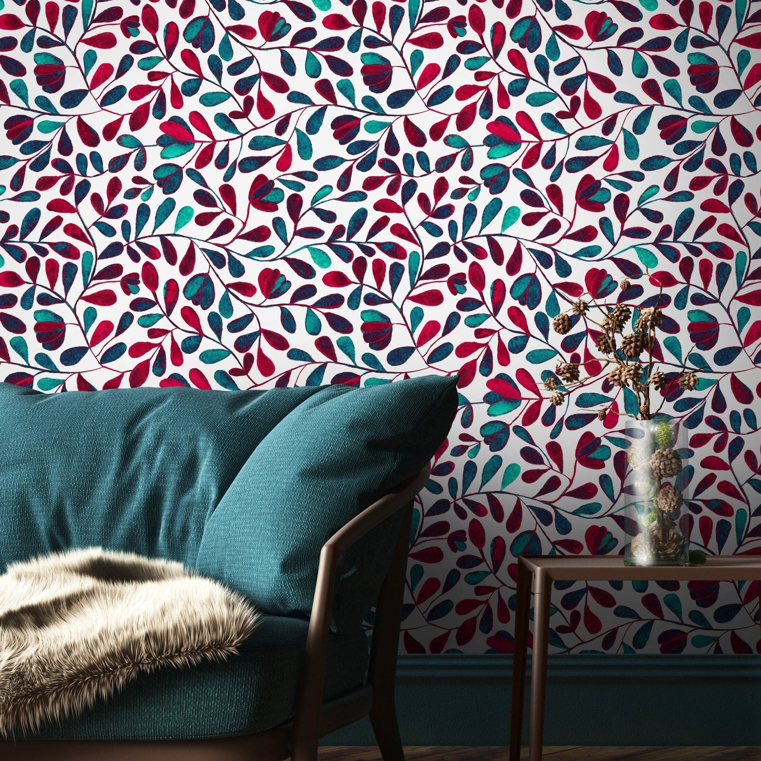 Vibrant Botanical Leaves Wallpaper - B430 - WallTrend