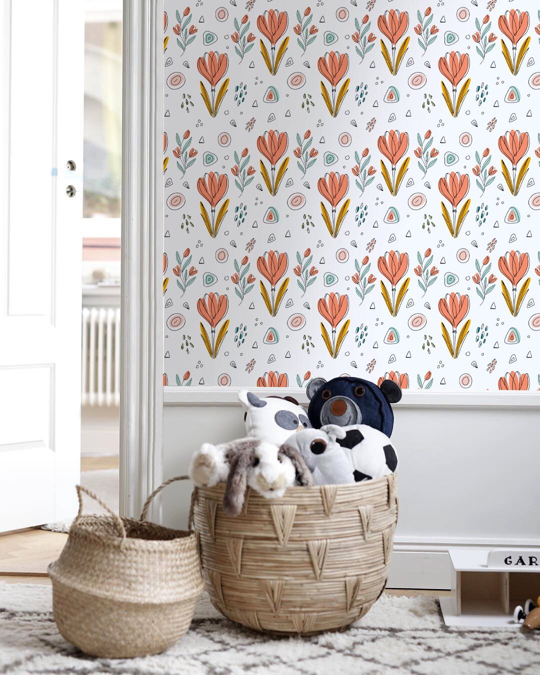 Vibrant Botanical Sketch Wallpaper - C033 - WallTrend