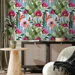 Vibrant Cactus and Floral Medley Wallpaper - A005 - WallTrend