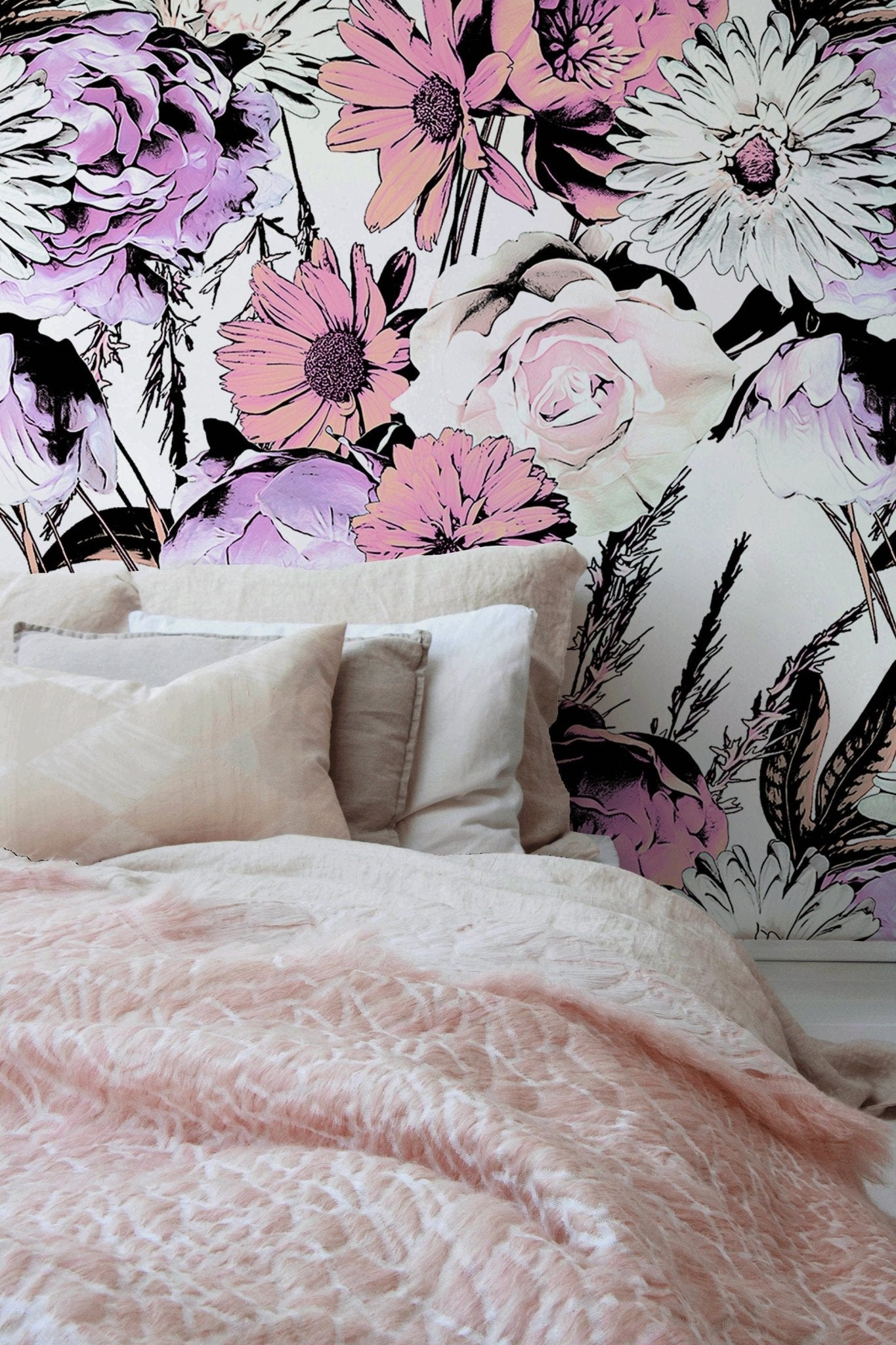 Vibrant Floral Elegance Wallpaper - B080 - WallTrend