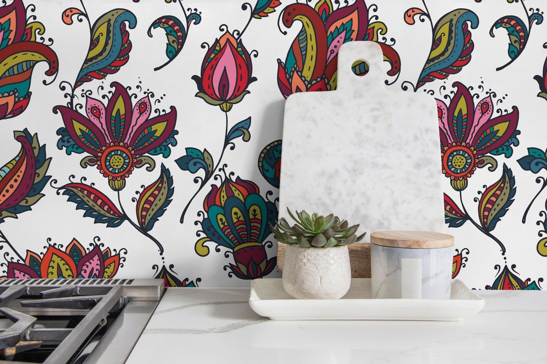 Vibrant Floral Medley Wallpaper - B456 - WallTrend