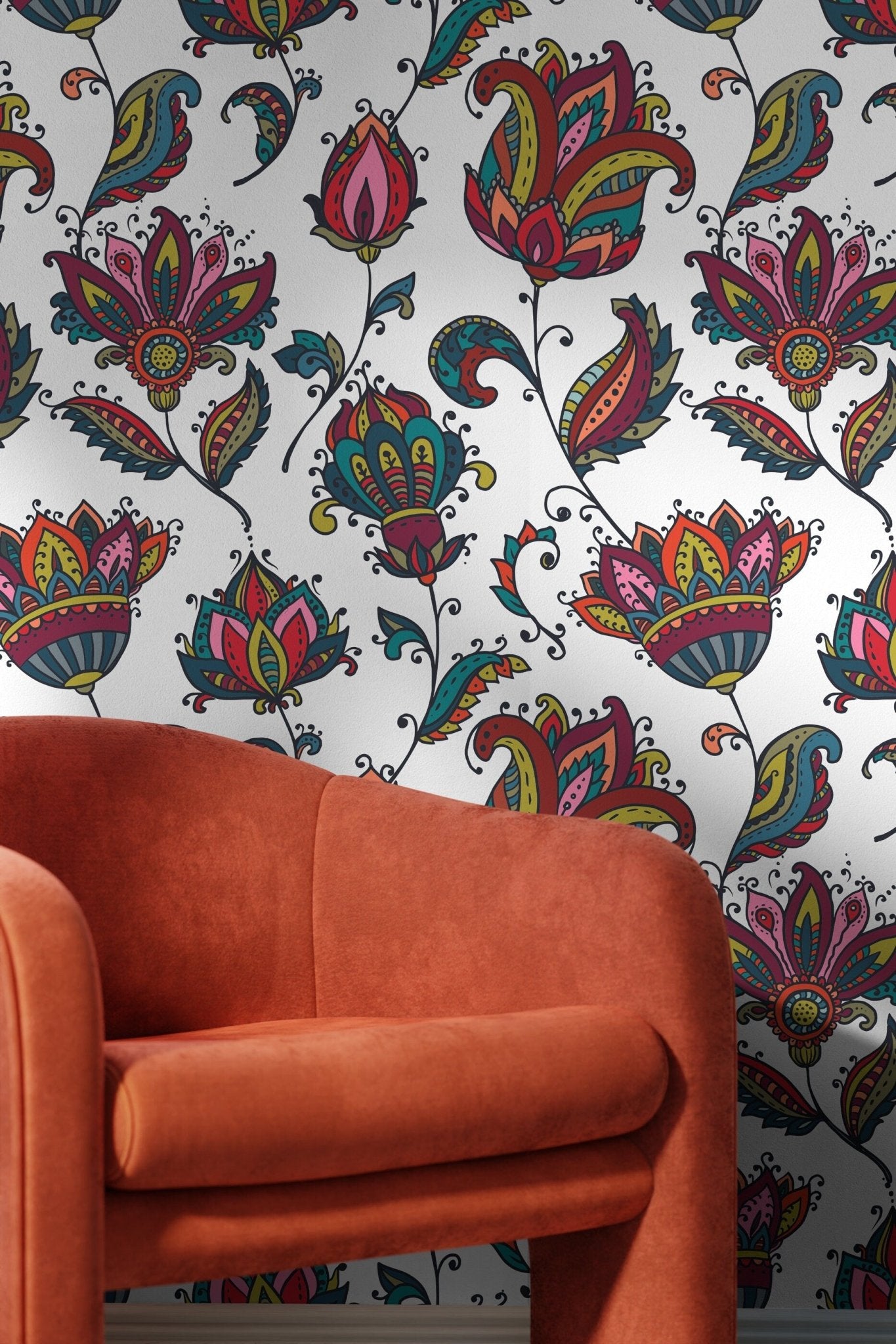 Vibrant Floral Medley Wallpaper - B456 - WallTrend
