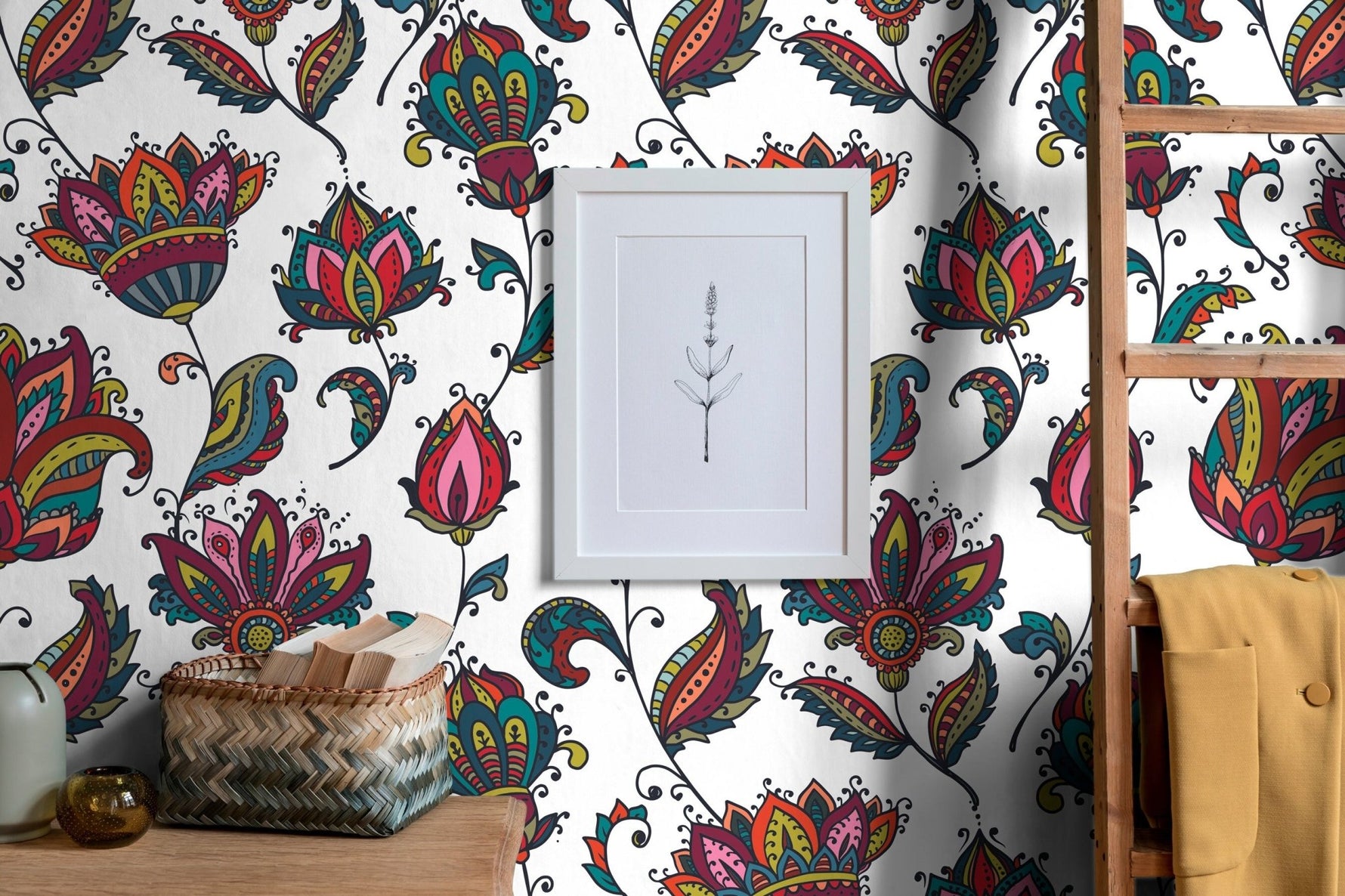 Vibrant Floral Medley Wallpaper - B456 - WallTrend
