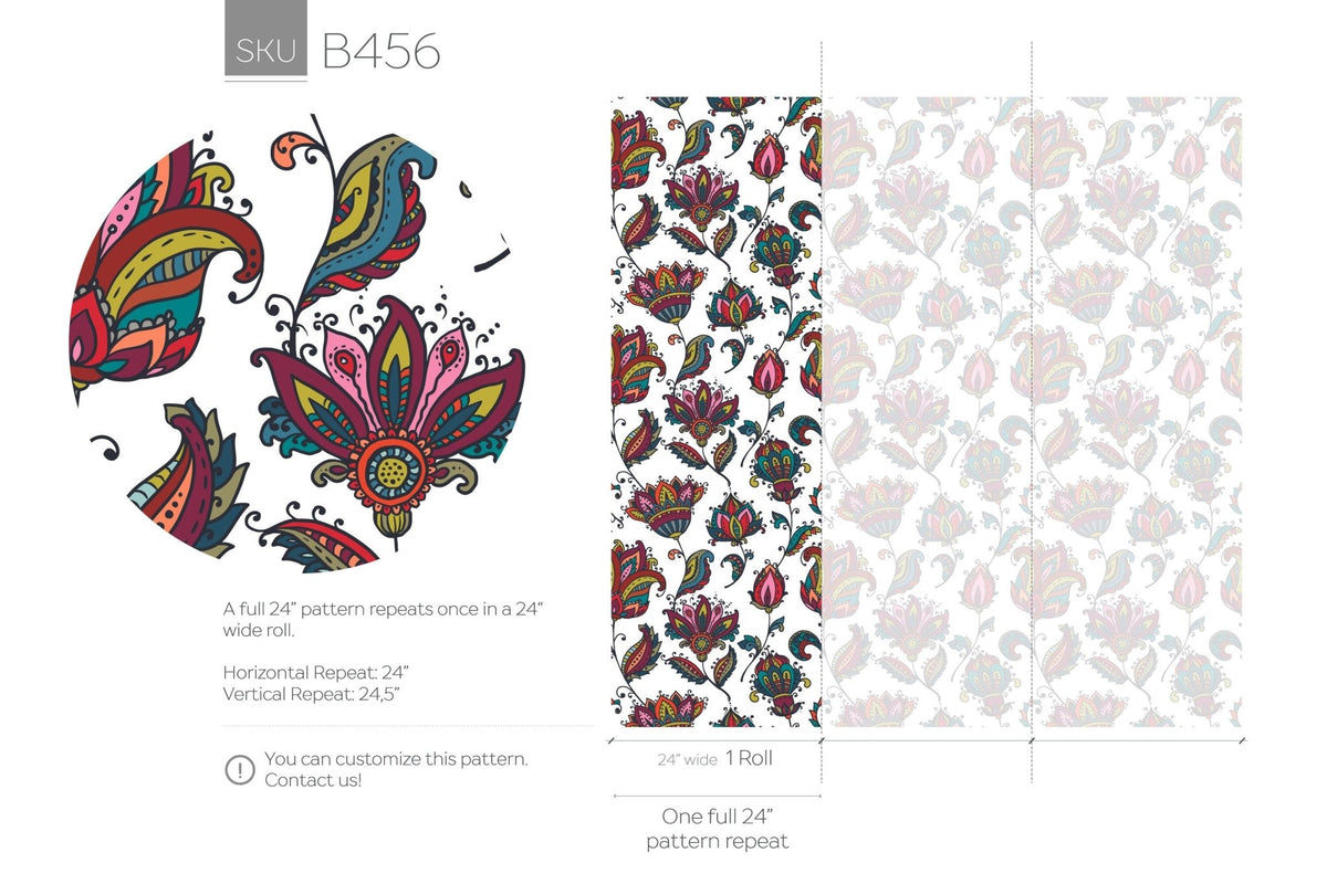 Vibrant Floral Medley Wallpaper - B456 - WallTrend