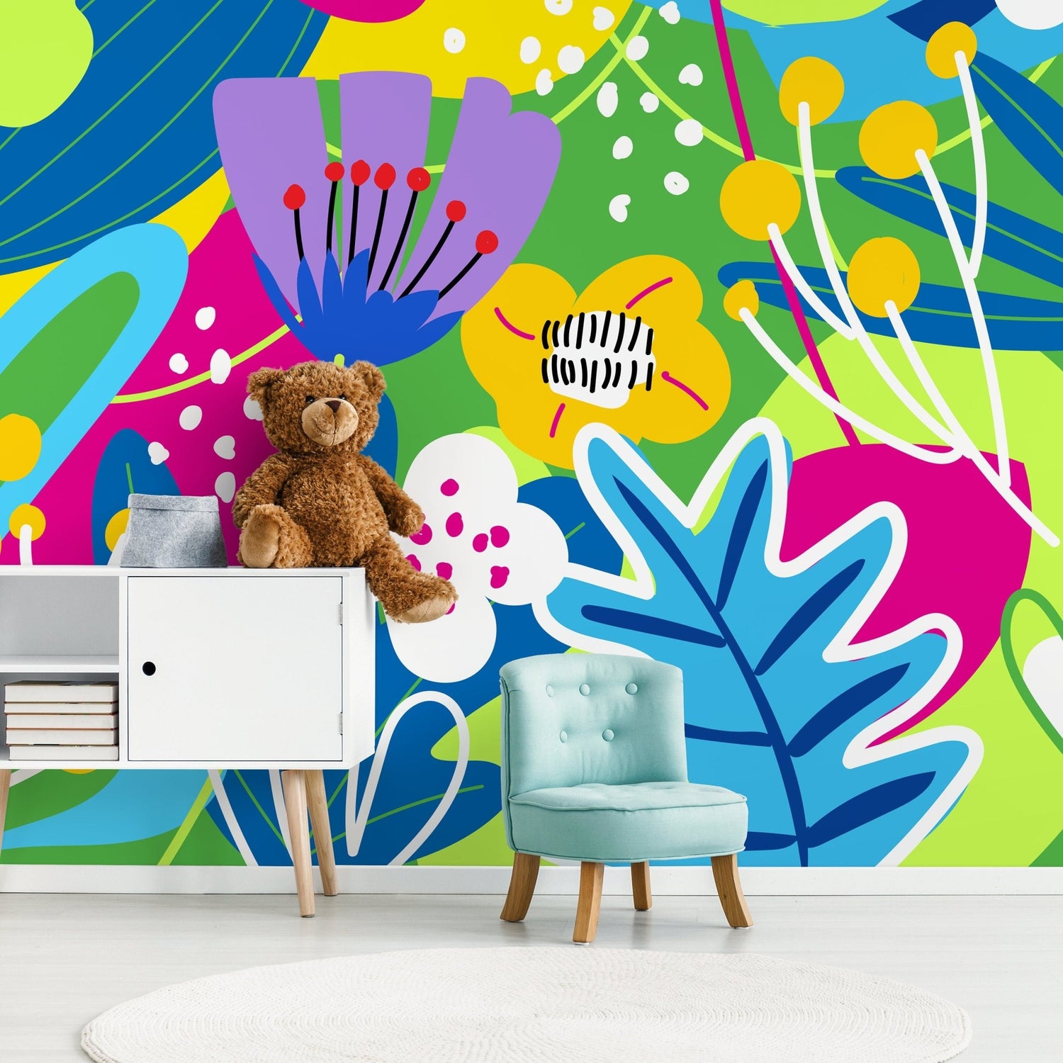 Vibrant Floral Medley Wallpaper - D553 - WallTrend
