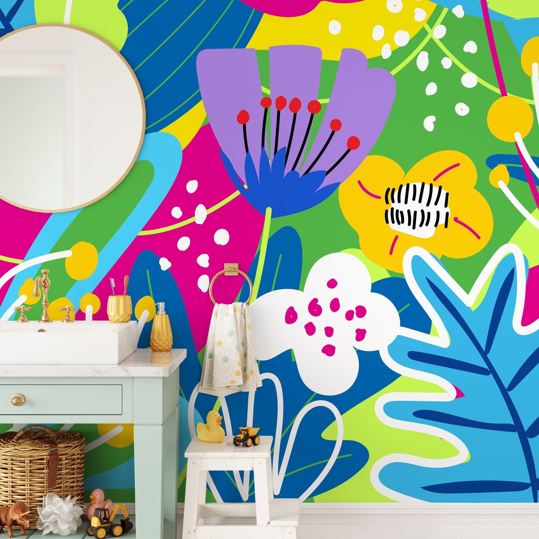 Vibrant Floral Medley Wallpaper - D553 - WallTrend