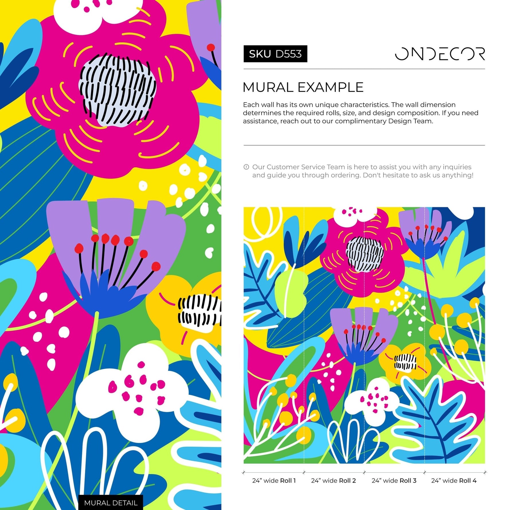 Vibrant Floral Medley Wallpaper - D553 - WallTrend