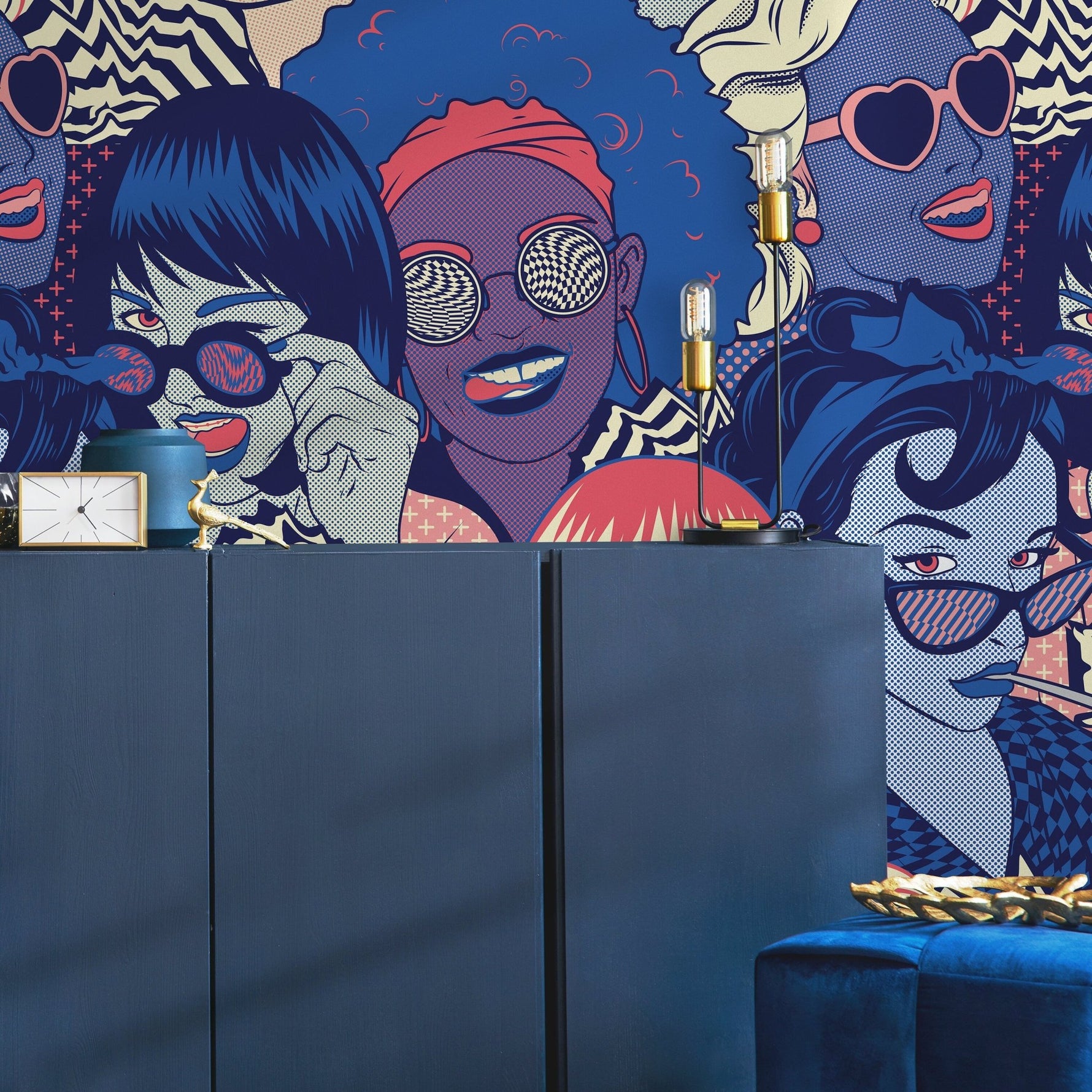 Vibrant Pop Art Faces Wallpaper - B523 - WallTrend