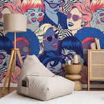 Vibrant Pop Art Faces Wallpaper - B523 - WallTrend