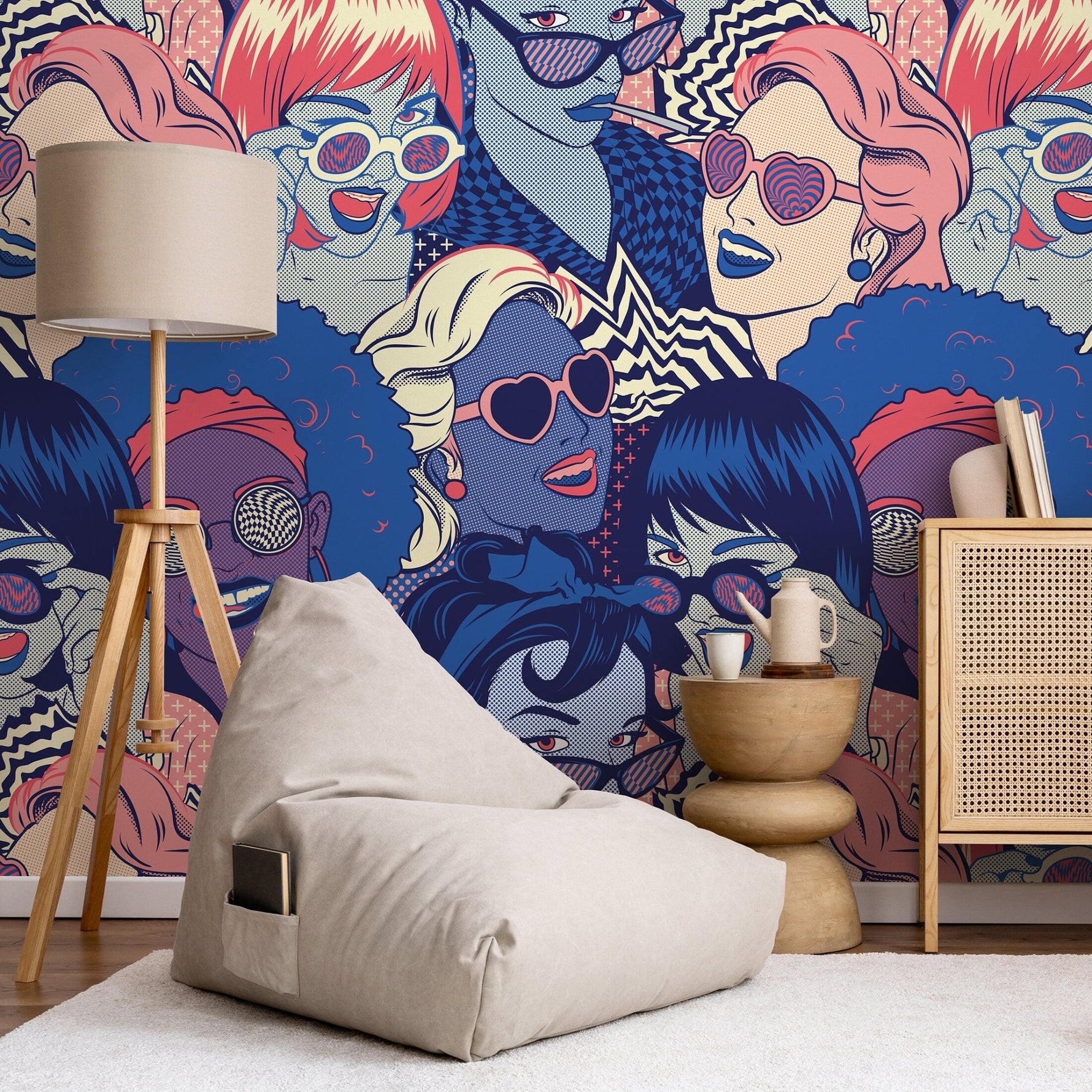 Vibrant Pop Art Faces Wallpaper - B523 - WallTrend