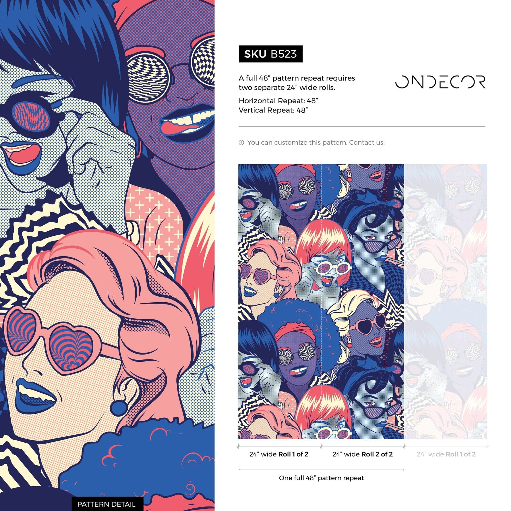 Vibrant Pop Art Faces Wallpaper - B523 - WallTrend