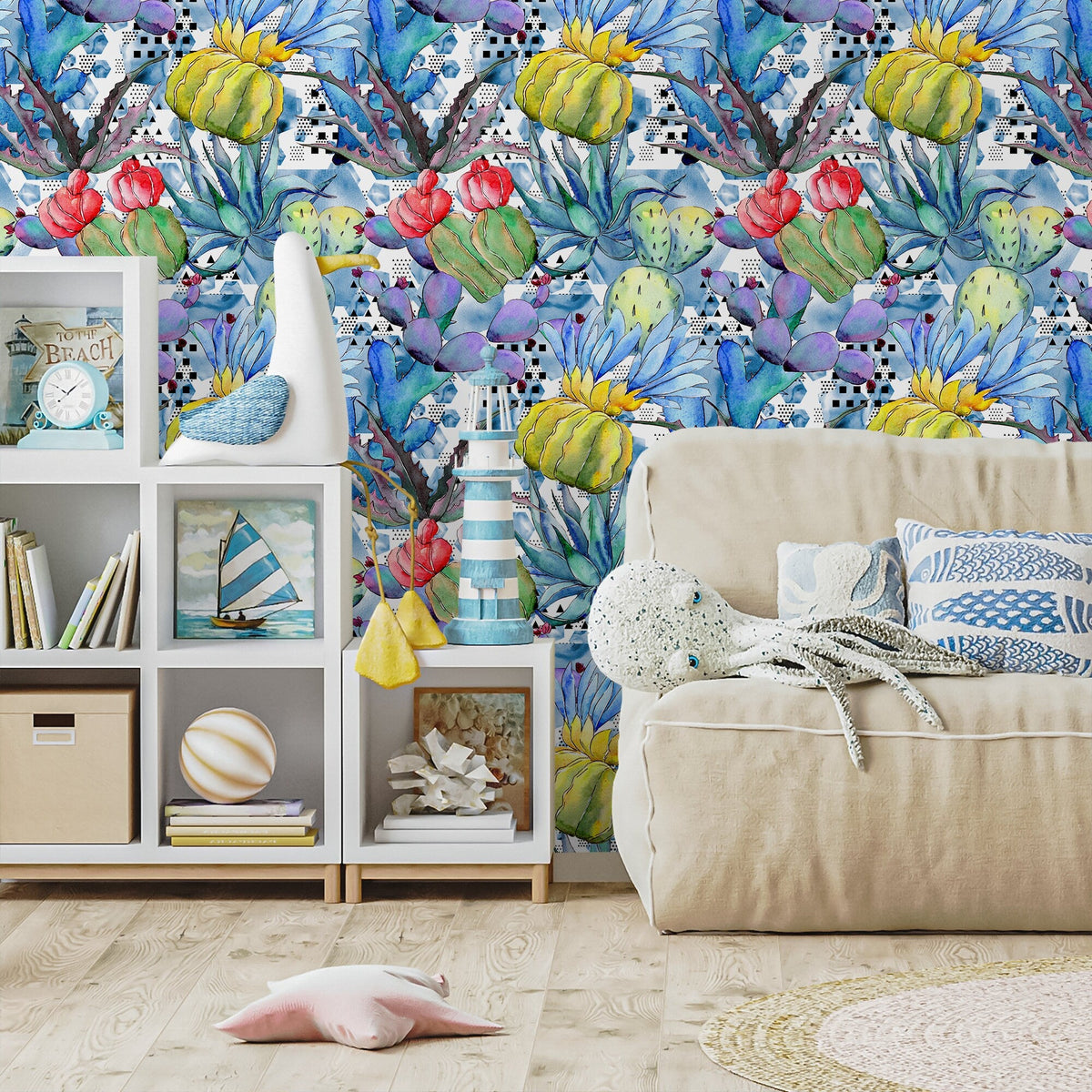 Vibrant Tropical Botanical Mix Wallpaper - B010 - WallTrend