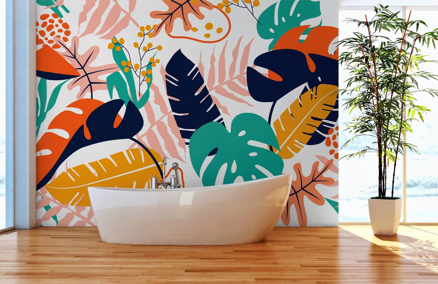 Vibrant Tropical Escape Wallpaper - B882 - WallTrend