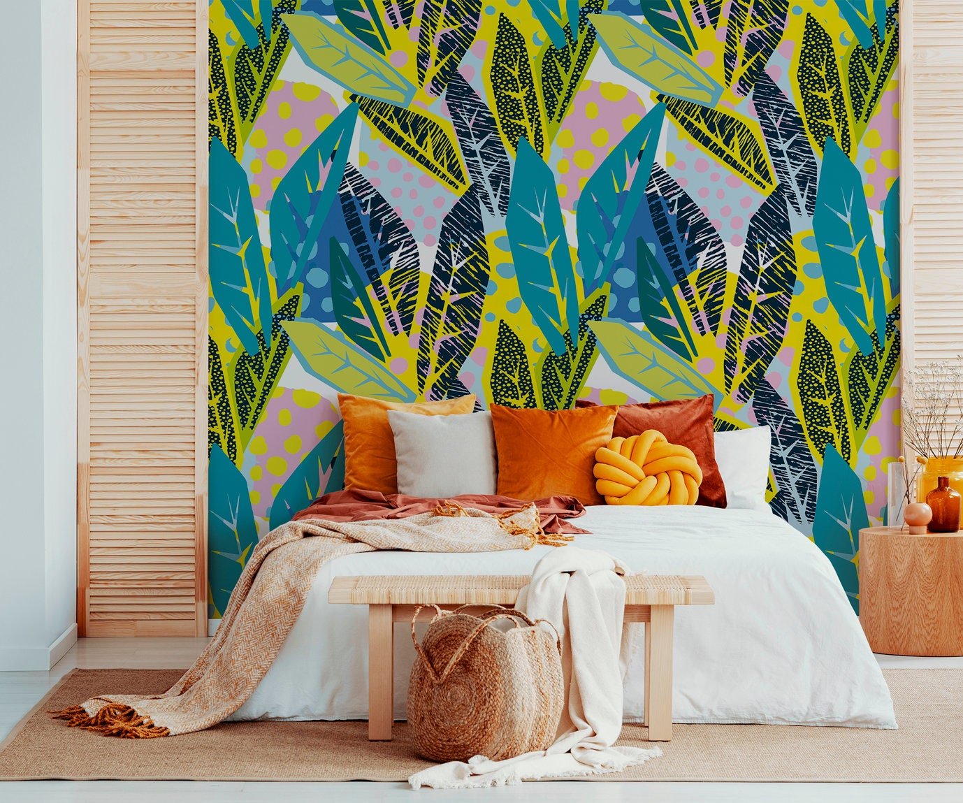 Vibrant Tropical Foliage Wallpaper - B181 - WallTrend